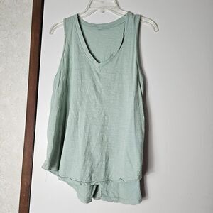 Byron Bay Women's Size Large Mint Green Tank Frayed Hem